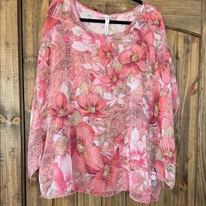 NY Collection Pink Floral Blouse